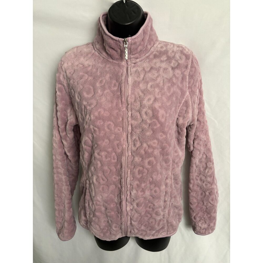Jason Maxwell Fleece Jacket Size S Light Pink Leopard Full Zip Transitional